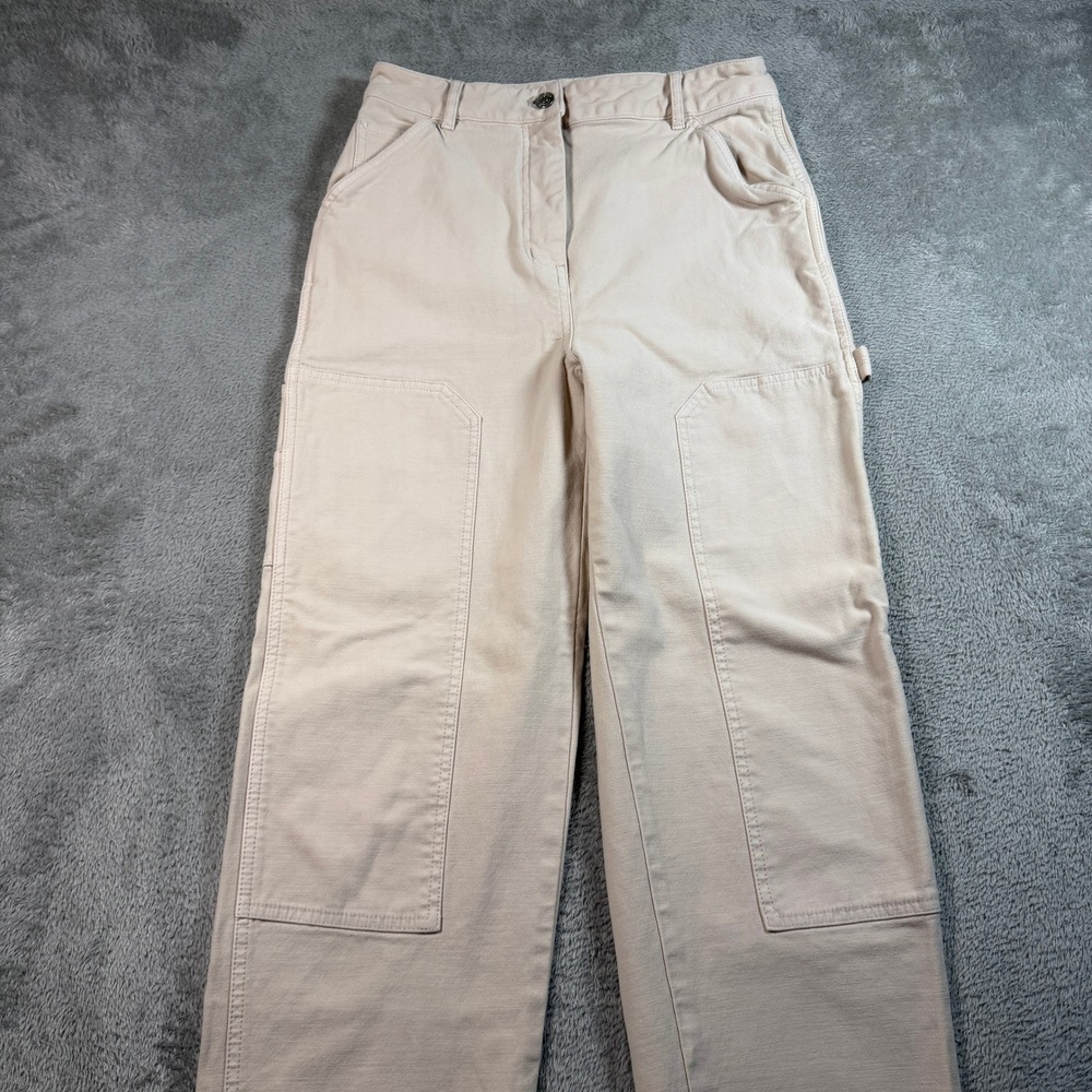 Wilfred Free Carpenter Pants Women Size 6 Beige High Rise Utility Straight Leg - Picture 2 of 9